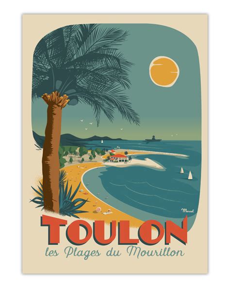 Affiche 50x70 Marcel Porquerolles Plage Notre Dame Taille 30 X 40