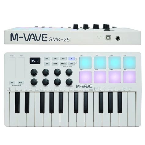 M-VAVE-25-Key-USB-MIDI-Controller-8-RGB-Drum-Pads-Bluetooth-Backlit ...