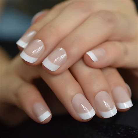 Amazon Elevenail Natural Beige Nude White Press On Nails Short Squoval French Nail Tips