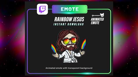 Animated Rainbow Jesus Emote For Twitch Streamer Gaming Streaming