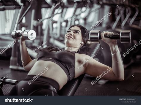 Sexy Fitness Brunette Woman Doing Dumbbell Stock Photo 2230490837 Shutterstock