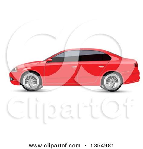 Clipart of a Red Sedan Car with Dark Window Tint - Royalty Free Vector ...