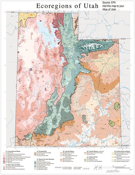 Epa Ecoregions Of Utah Mappe Infografica