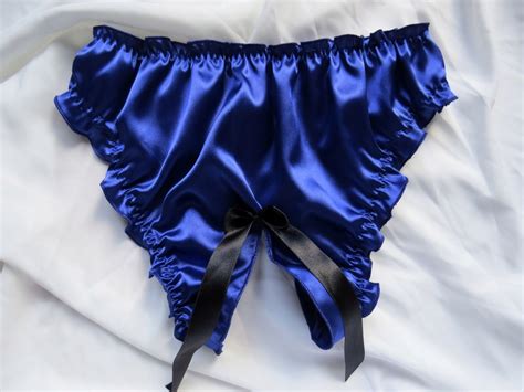 Majtki Z Dziurk Nude Niebieskie Satynowe Oficjalne Archiwum Allegro