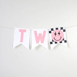 Happy Babe Checkered Banner High Chair One Cool Girl Pink Two Rad Two Cool First Birthday Baby