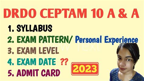 Drdo Ceptam 10 Admin And Allied Exam Date SYLLABUS EXAM PATTERN