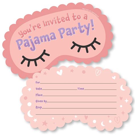 Big Dot Of Happiness Pajama Slumber Party Shaped Fill In Invitations