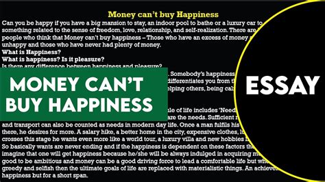 Money Can T Buy Happiness Essay Essay On Money Can T Buy Happiness