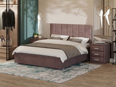 Кровать евро 200х200 см велюр, Ultra горячий шоколад Modern Large ...
