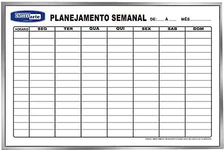 Quadro Branco X Planejamento Semanal Moldura Aluminio Un