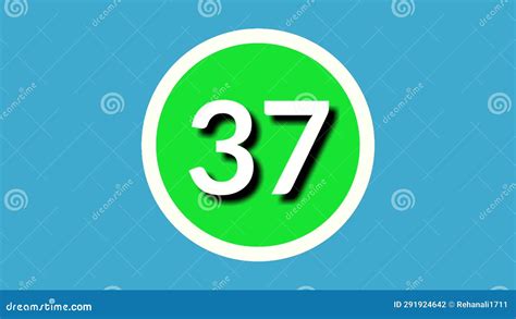 Number 37 Sign Symbol Animation Motion Graphics on Green Sphere on Blue ...