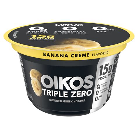 Oikos Triple Zero 15g Protein, Nonfat Banana Creme Greek Yogurt Cup, 5. ...
