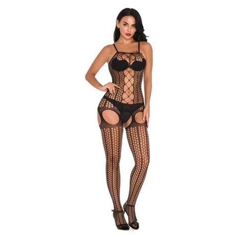 Lingerie Sexy Bas Noirs Lingerie Rotique Sexy Motif Floral En Maille Pour Femmes Type