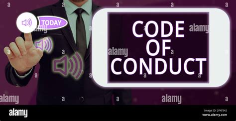 Handwriting Text Code Of Conduct Word Written On Ethics Rules Moral