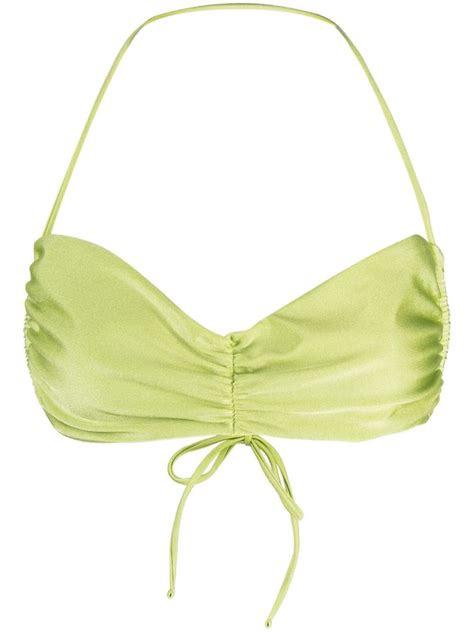 Jade Swim Isla Ruched Bikini Top In Green Modesens