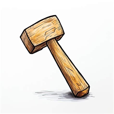 Premium AI Image | an icon of hammer in a sketch in the style of nave drawing