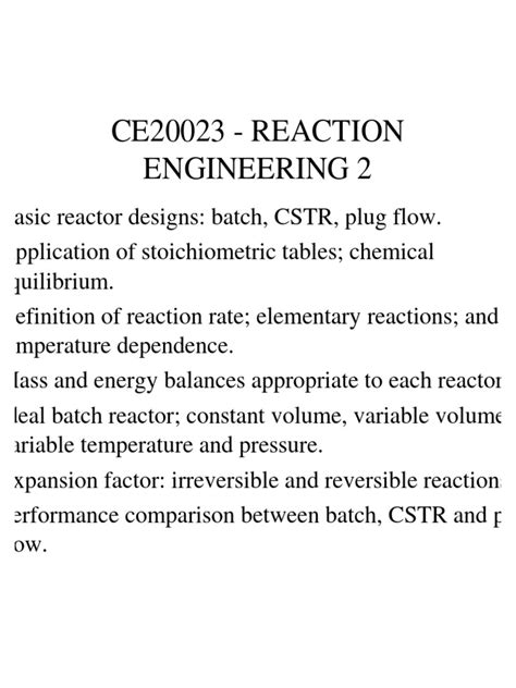 general reaction engineering  chemical reactor reaction rate