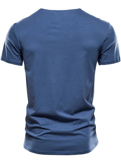 Men Solid Notched Neck Tee Shein Usa