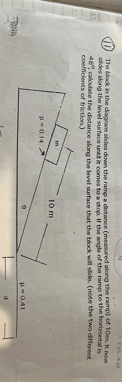 Solved (11) ﻿The block in the diagram slides down the ramp a | Chegg.com 