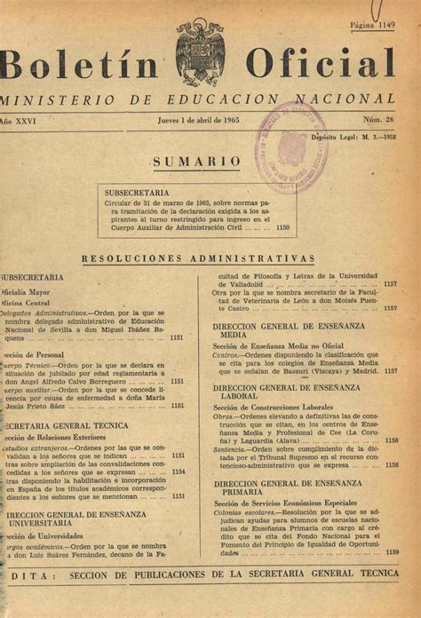 Boletín Oficial del Ministerio de Educación Nacional año 1965-2