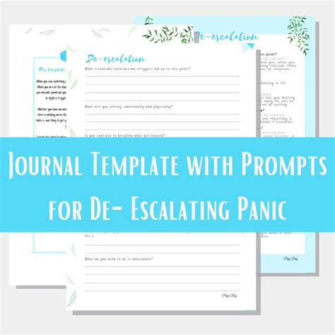 De Escalation Journaling Worksheet Etsy