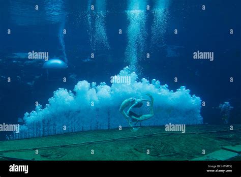 Mermaids Performing Underwater At Weeki Wachee Springs State Park Stock