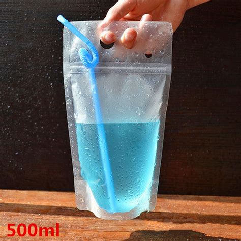 100pcs 500ml 13x23 4cm 5 1x9 1 Frosted Beverage Ziplock Bag Self