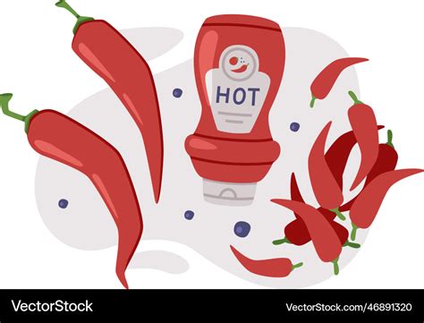 Hot And Spicy Chili Sauce In Bottle Royalty Free Vector