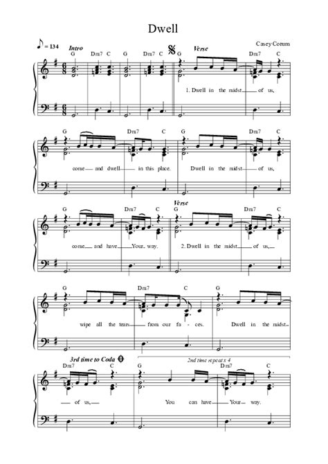 Dwell Live Sheet Music Pdf Vineyard Worship Kyle Howard