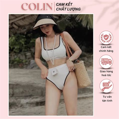 Set Bikini Basic CC Rời Hai Mảnh Viền Đen Viền Trắng Đồ Bơi Đồ Đi Tắm