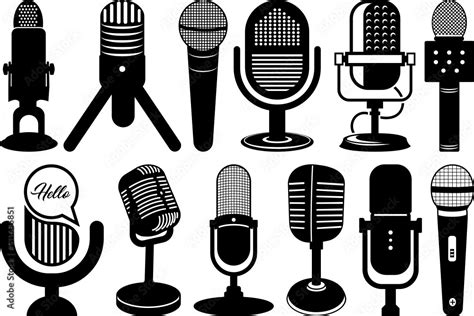 Vettoriale Stock Microphone Svg Cut Files Microphone Silhouette