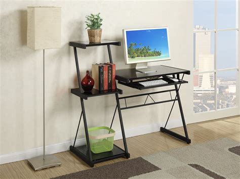 Glass Top Desk With Side Shelves In Black - Walmart.com