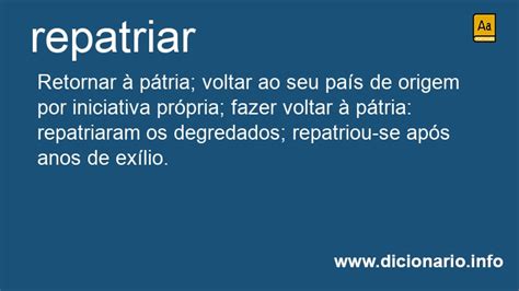 O Que Significa Repatriar - Significado de Repatriávamos