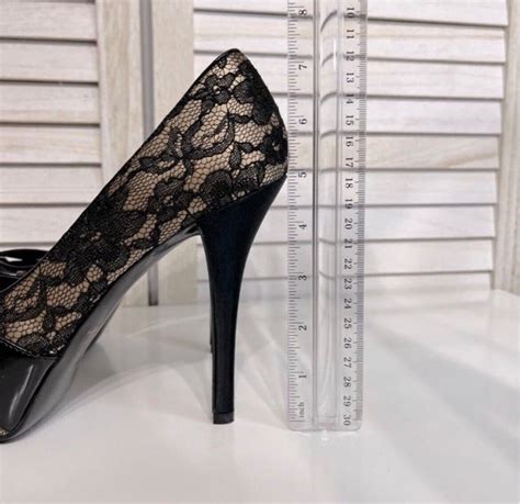 Guess Black Lace Nude Stilettos Womens Size M Gem