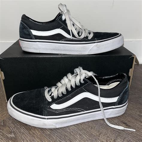 Vans Black Low Sneakers 7.5M / 9W Condition : 8/10,... - Depop