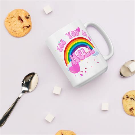 Funny Gay Pride Mug Rainbow LGBTQ Gift Funny See You In Hell Coffee Cup For Girlfriend Gift For