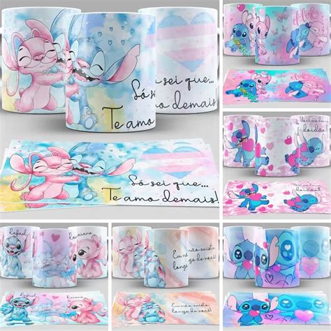 Kit Artes Canecas Stitch E Angel Doces Desenhos