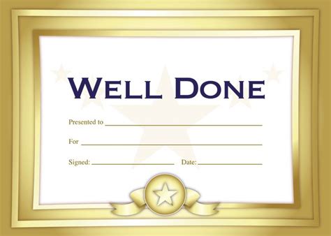 Achievement Award Well Done Certificate Template