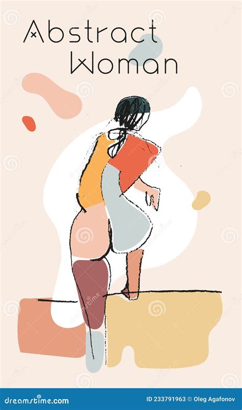 Abstract Woman Drawing Naked Surreal Body Illustration Avant Garde Abstract Female Body Stock