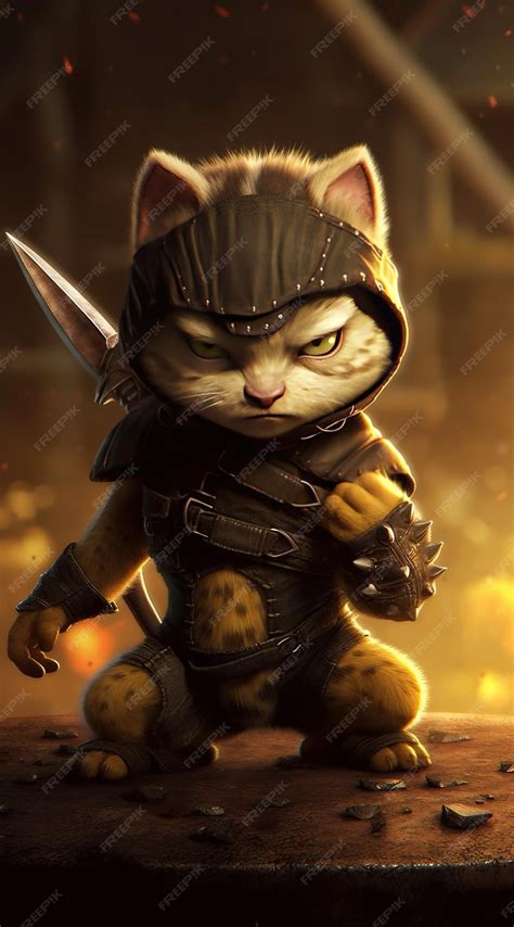 Premium Ai Image Illustration Of Kitte Cat Ninja Wallpaper Background