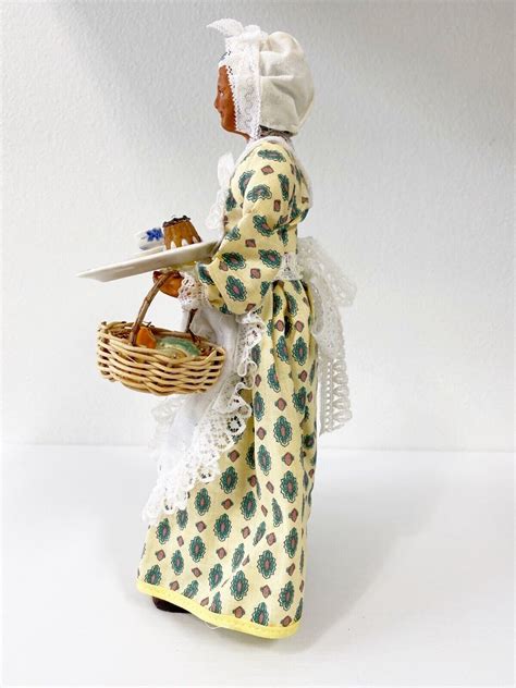 Santons Yolande France Pottery Art Doll Old Woman 10 Tall Tray Basket