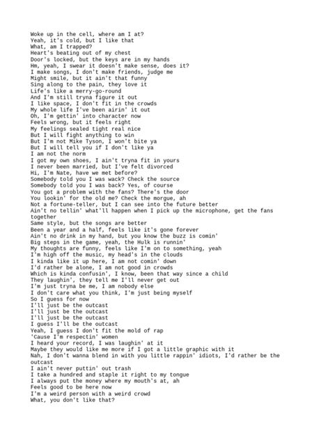 Nf Outcast Lyrics Pdf