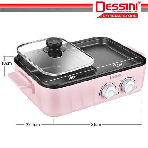 DESSINI ITALY Electric BBQ Grill Non Stick Pan Teppanyaki Hot Pot Steamboat Barbecue Baking Pan