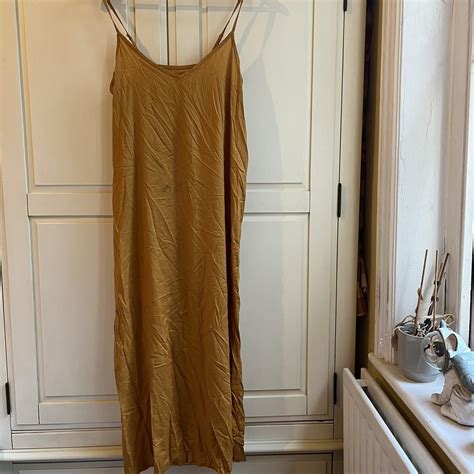 Anthropologie Womens Gold And Yellow Dress Depop