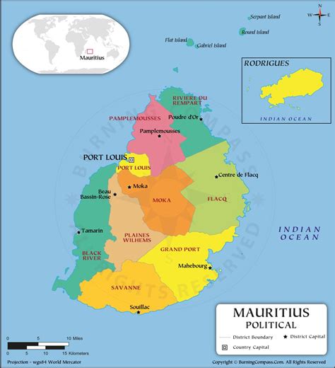 Mauritius District Map Mauritius Political Map