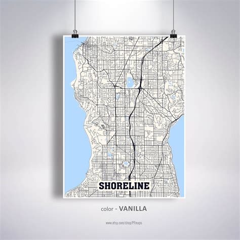 Shoreline Map Print Shoreline City Map Washington WA USA Map | Etsy