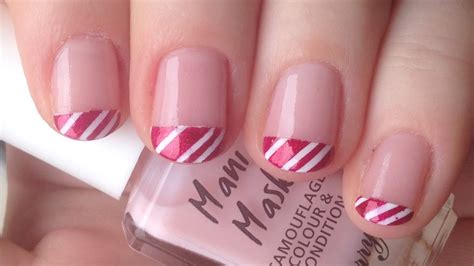 Easy Candy Cane French Manicure Youtube