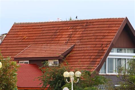 The Roof of the House is Made of Red Tiles. Stock Image - Image of ...