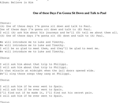 days im gonna sit   talk  paul christian