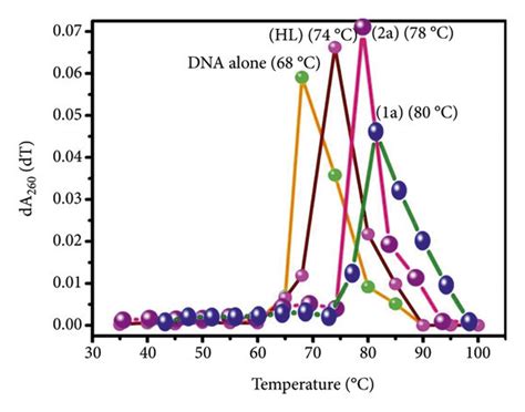 Derivative Melting Curve For Dna Thermal Denaturation At 260 Nm In The